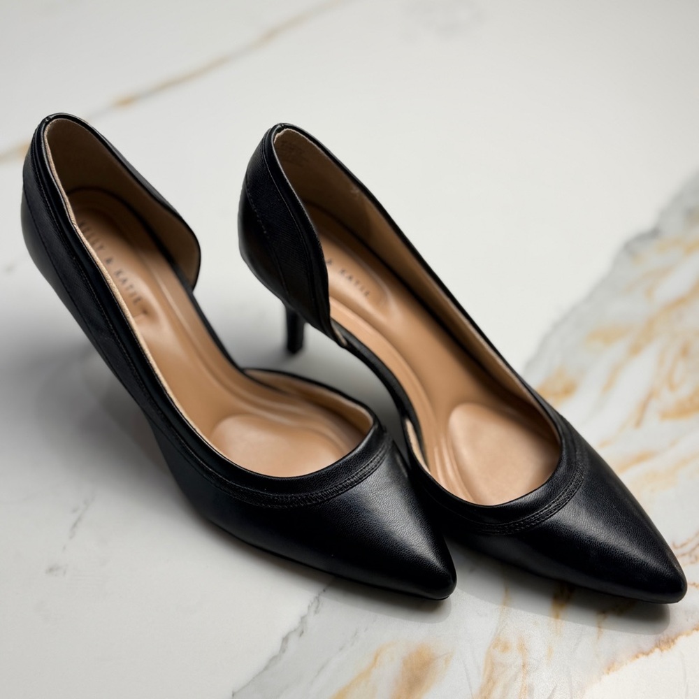 Kelly & Katie Black Leather Heels